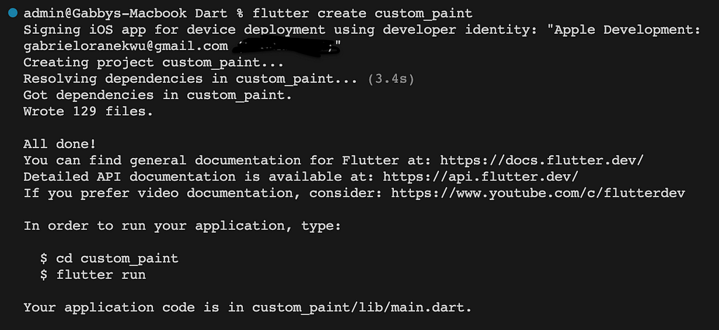 Create a Flutter project