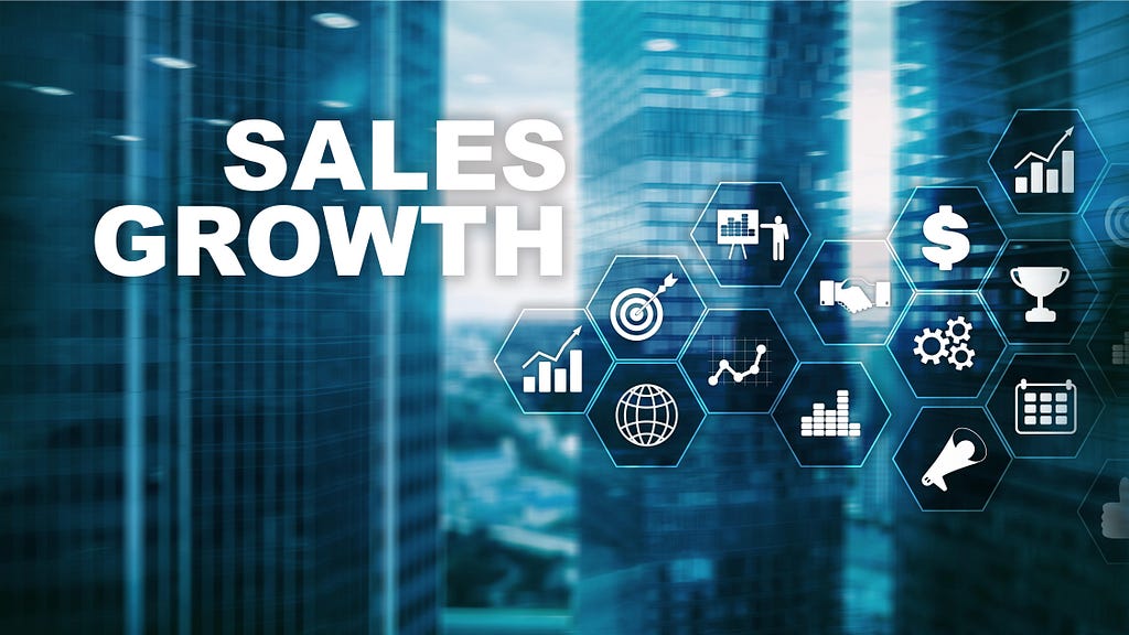 Graphic image showing sales growth with graphs.