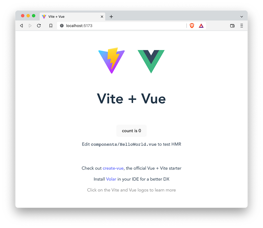 Vite and Vue example page