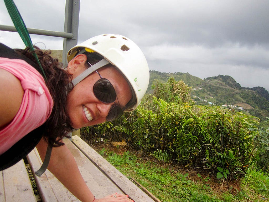 a lady prepared to zip-line the beast in toro verde