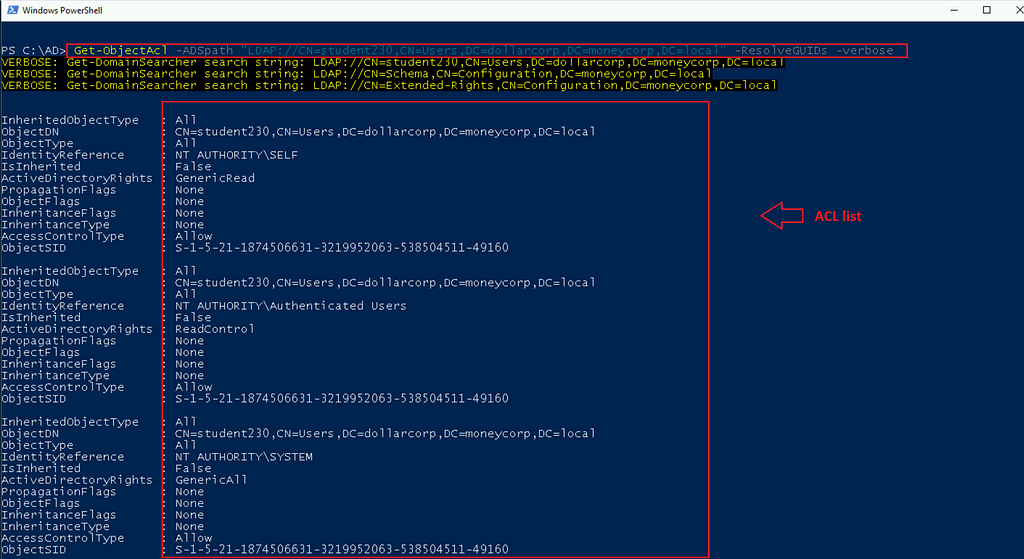 Get ACLs Associated with Specific LDAP path — Active Directory Enumeration