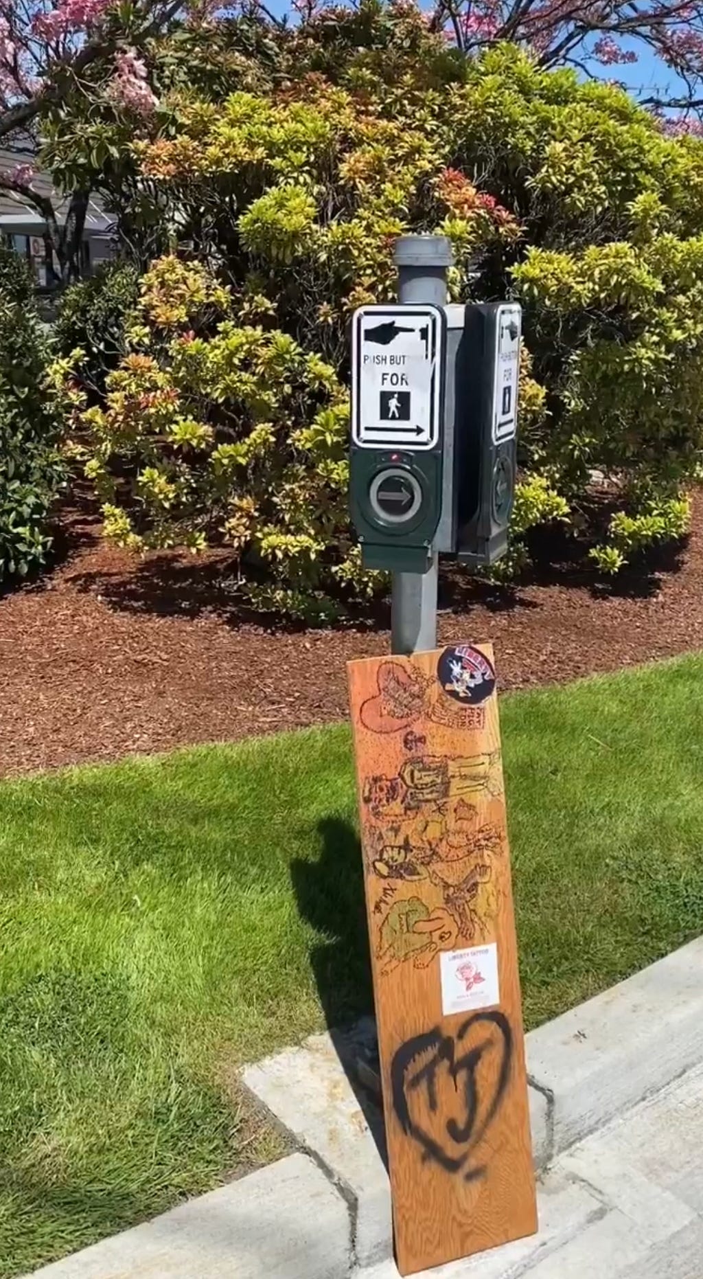 multimedia painting by crosswalk buttons