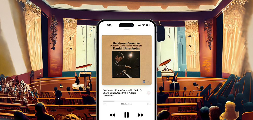 Apple Music Classical infront of an orchestra
