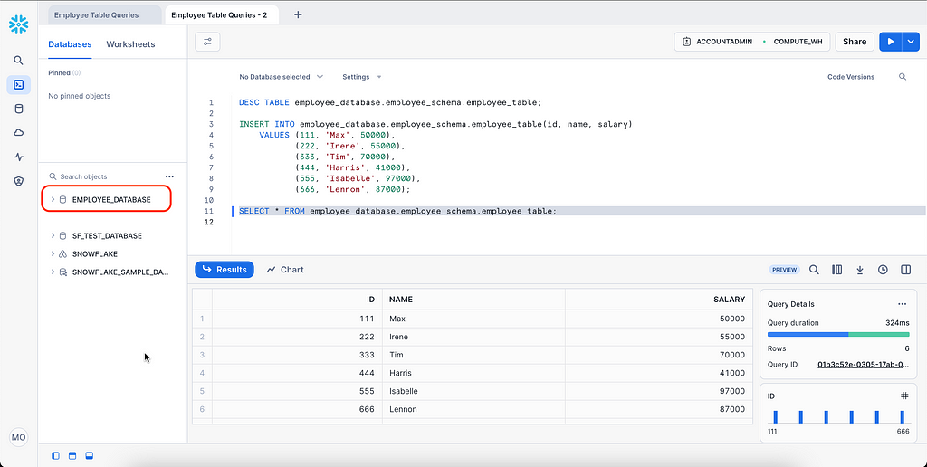 Insert data into table