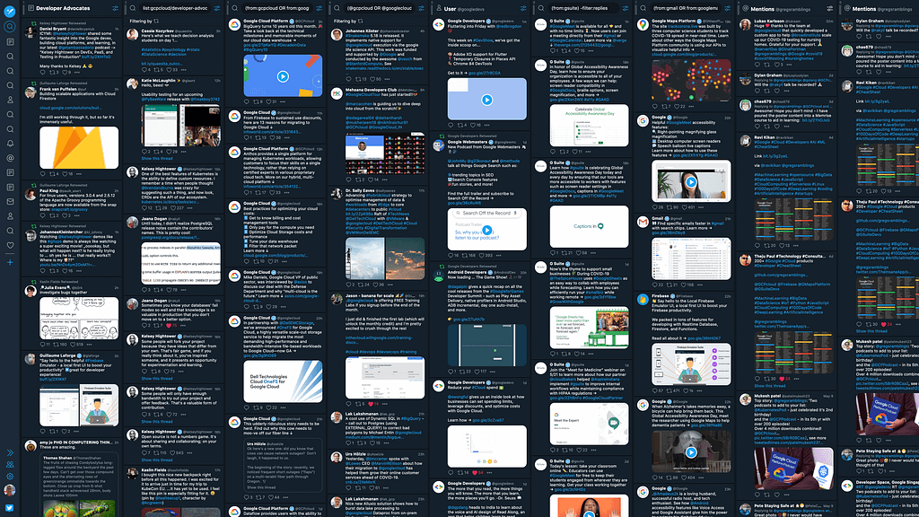 Screenshot of my TweetDeck setup