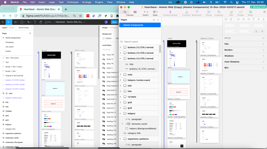 Comparing converted Figma file with Sketch version