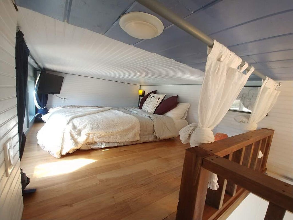 One of the lofted bedrooms.