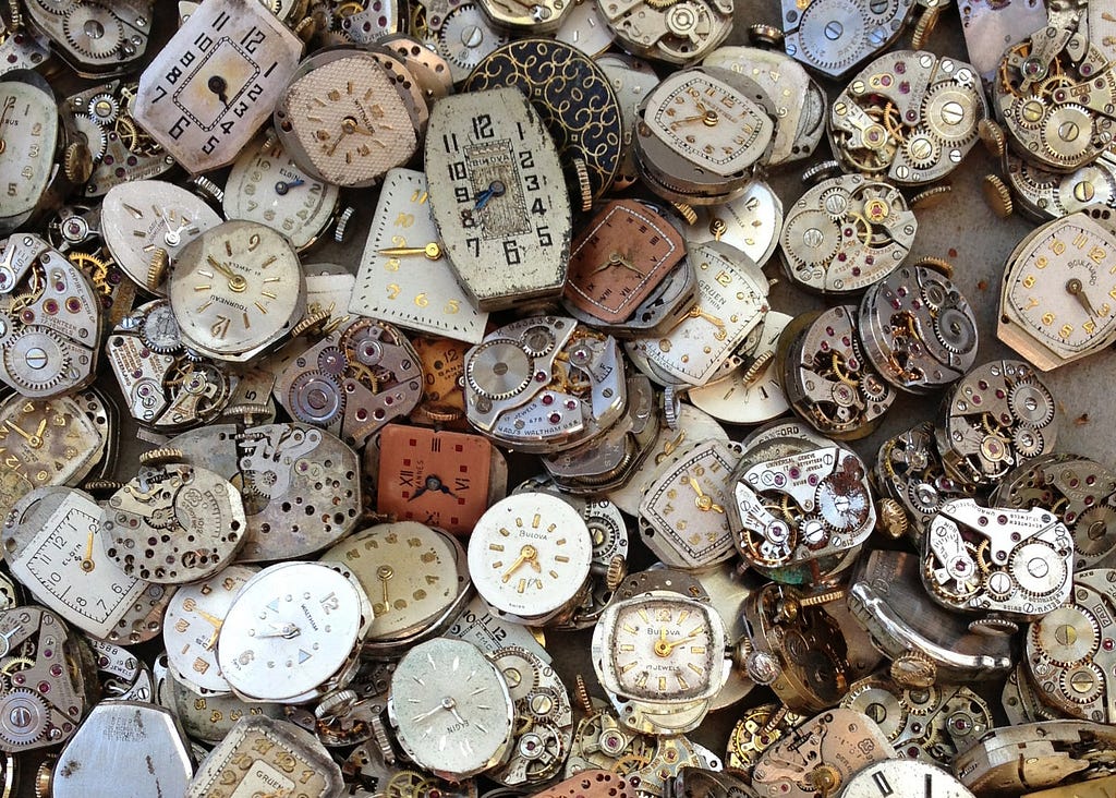 A picture of antique watches.