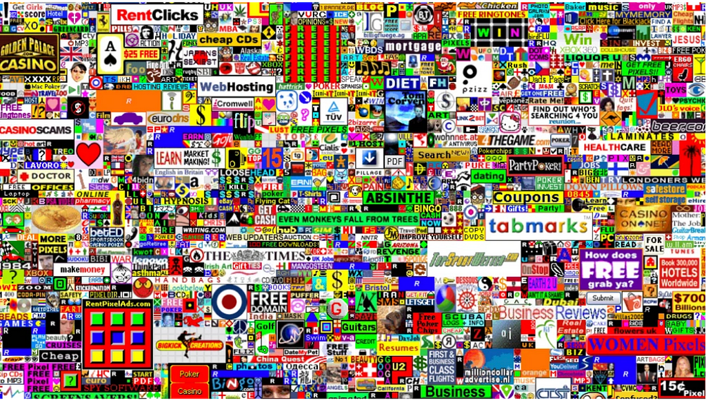 The viral “Million Dollar Homepage”