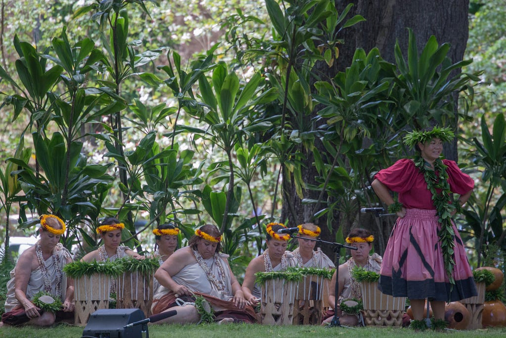 Members of Nā Pualei o Likolehua at the Prince Lot Hula Festival.