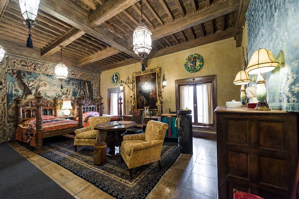 A luxurious bedroom at Hearst Castle