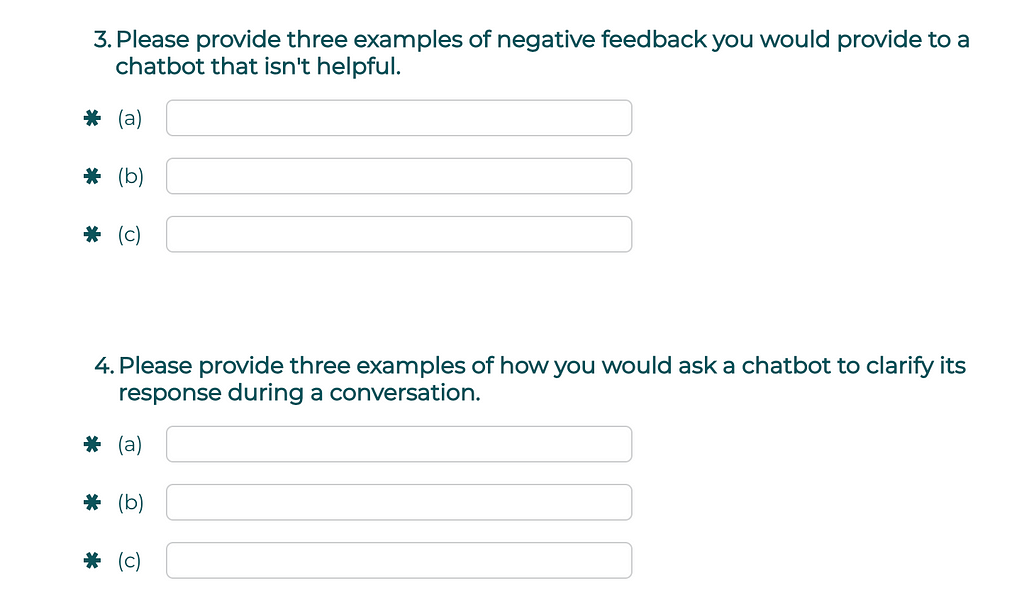 Sample survey questions