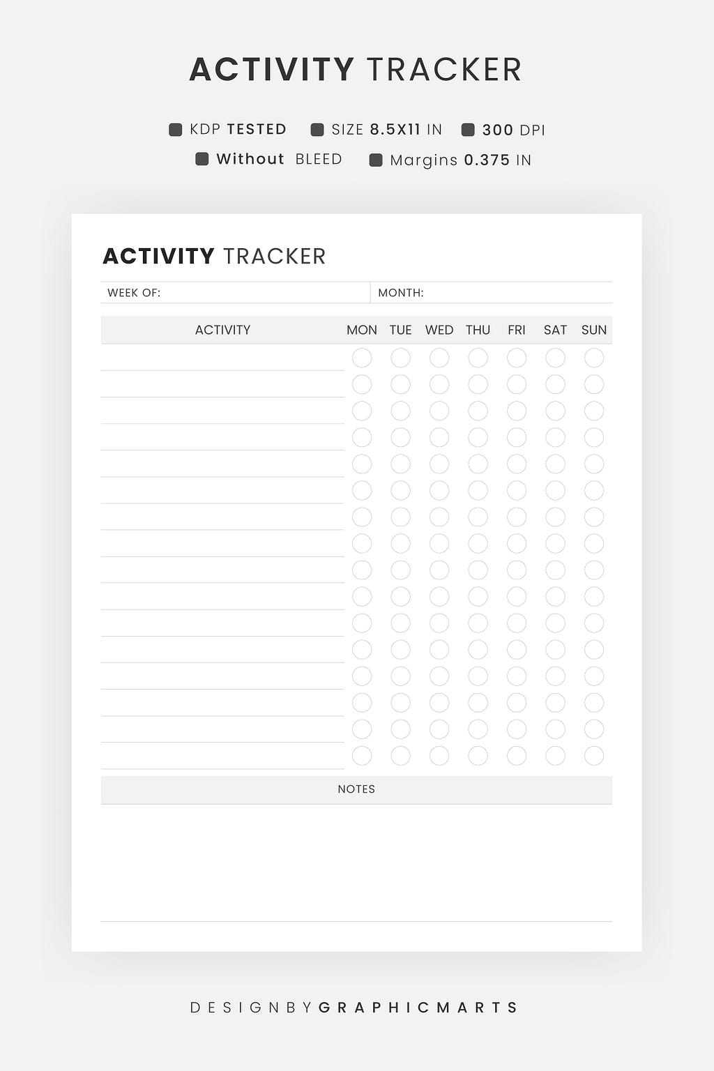 Minimalist Daily Track Activities Low Content Planner Book Design