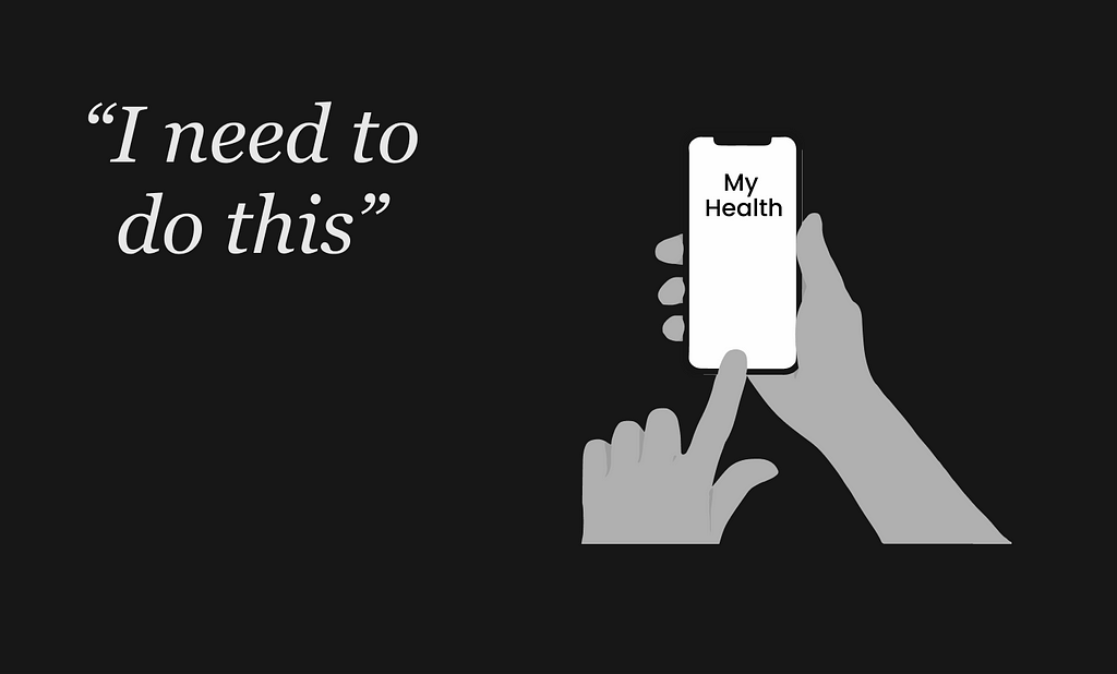 An image illustrating the idea that the patients uses an healthcare app if they feel the need to use it.