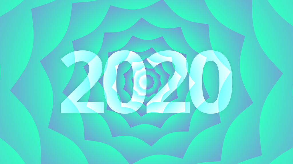 2020 over gradiente background, illustrated by Felippe Silveira