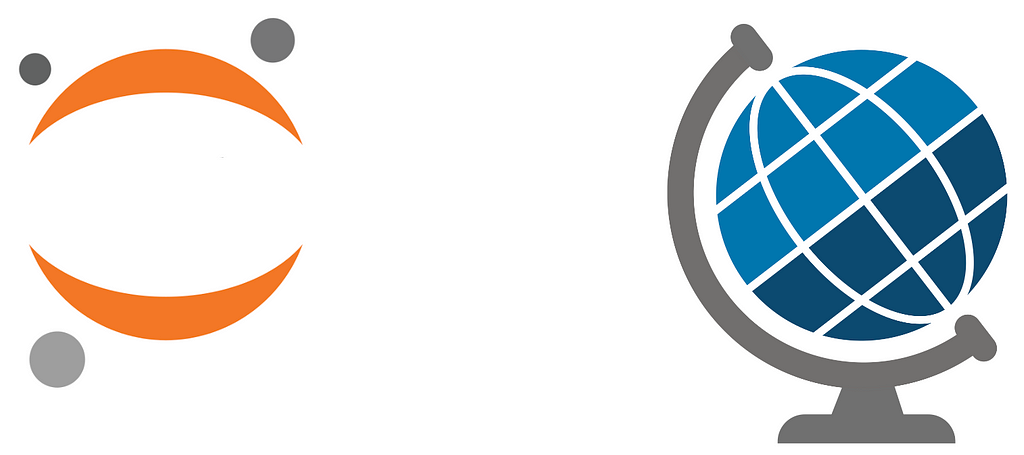 The logo of Project Jupyter next to a stylised terrestrial globe