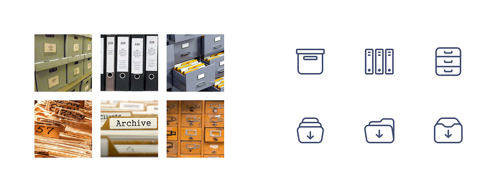 Taking inspiration from images and concept and turn it into an icon; Archive examples