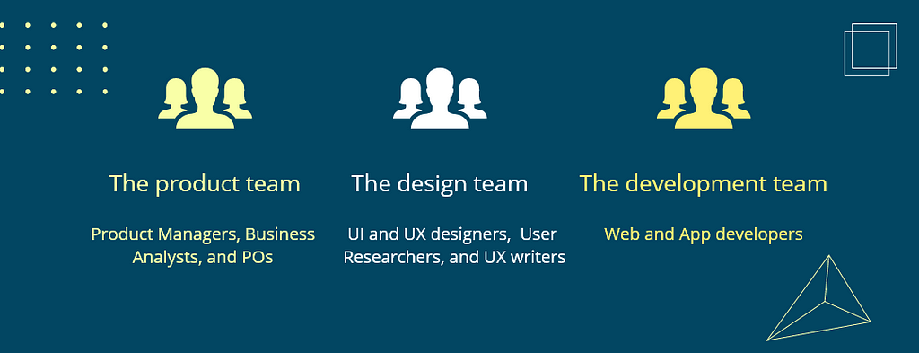 Composition of the product, design, and development teams