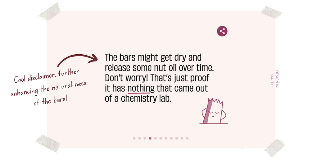 Screenshot showing the disclaimer about the state of the bars according to temperature and time.