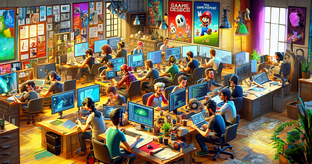 A room full of game developers