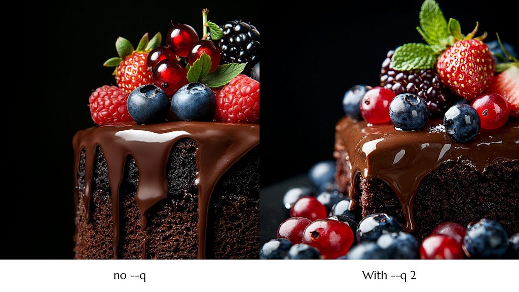 Extreme close-up shot of a chocolate cake, oozing with molten ganache and adorned with luscious berries, depth of field, studio lighting