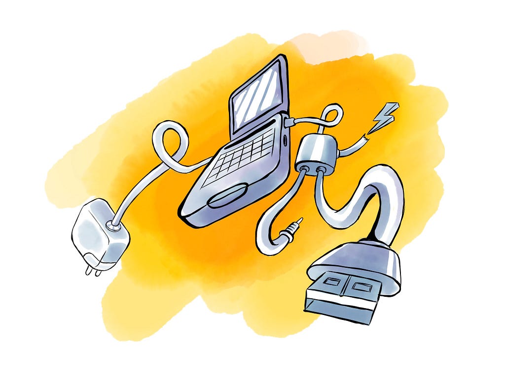 Illustration of a misbehaving laptop by Tomislav Jovanoski