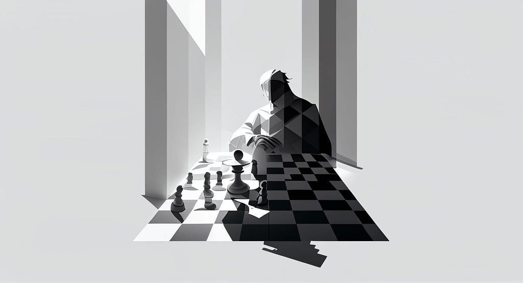 man playing chess alone