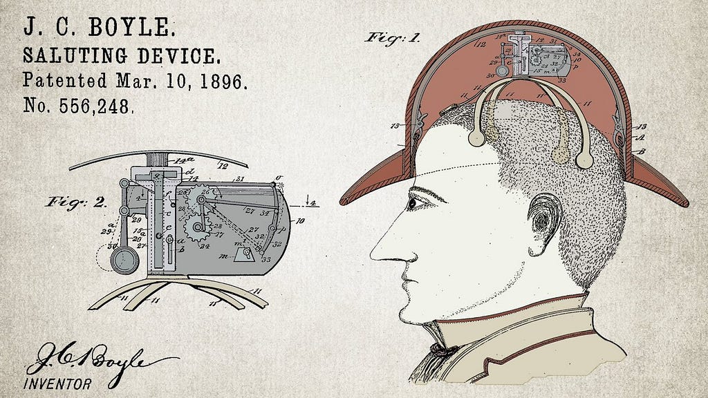 An old patent for a silly hat-raising invention.