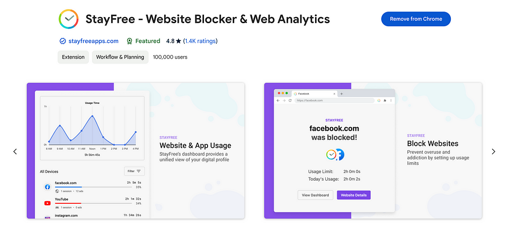 StayFree — Website Blocker & Web Analytics