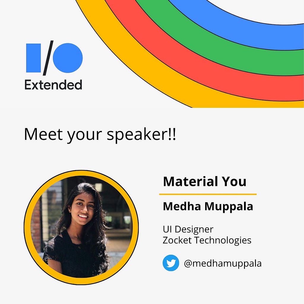 Meet your speaker poster with the speaker’s image, name, designation, and the name of the talk