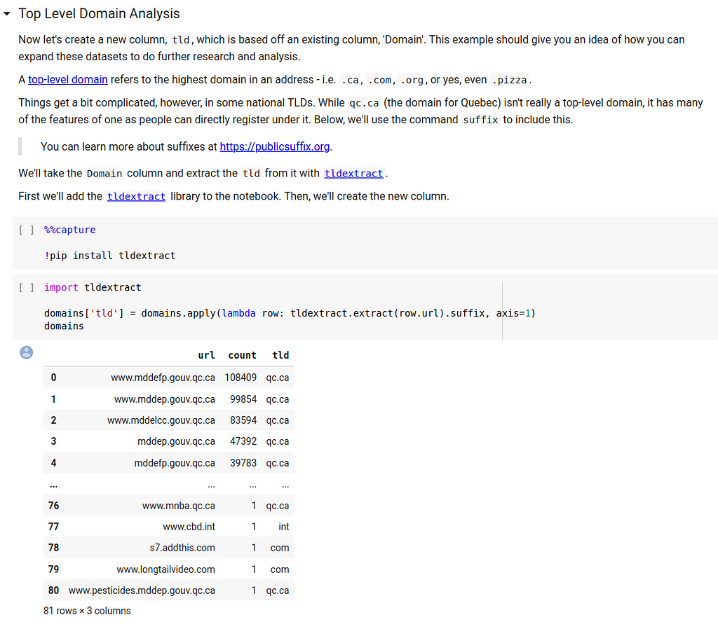 Using tldextract to work with web archive data.