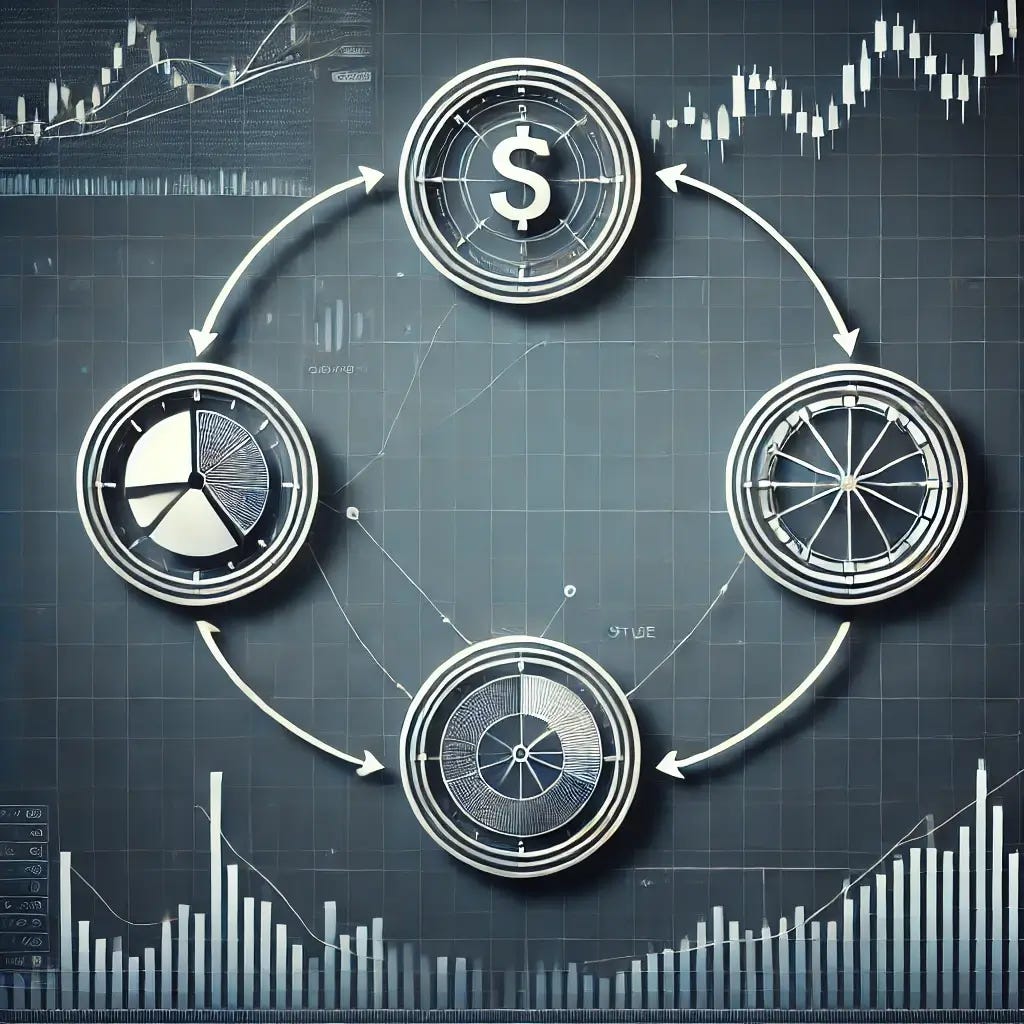 An image depicting the steps for trading a wheel options strategy to generate income by selling calls and puts