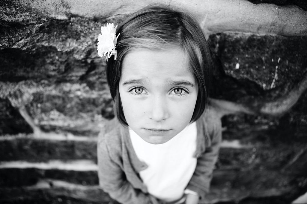 Little girl looking up.