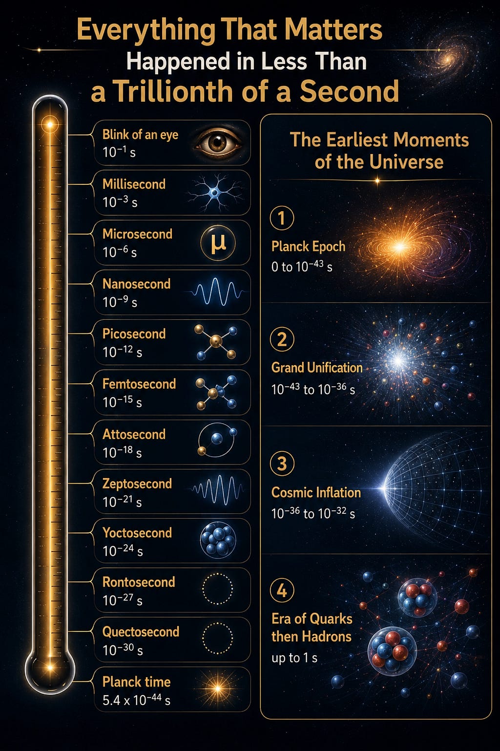Everything That Matters Happened in Less Than a Trillionth of a Second