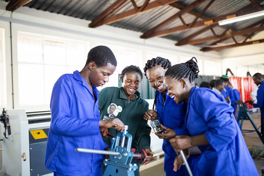 Some youths at a vocational training