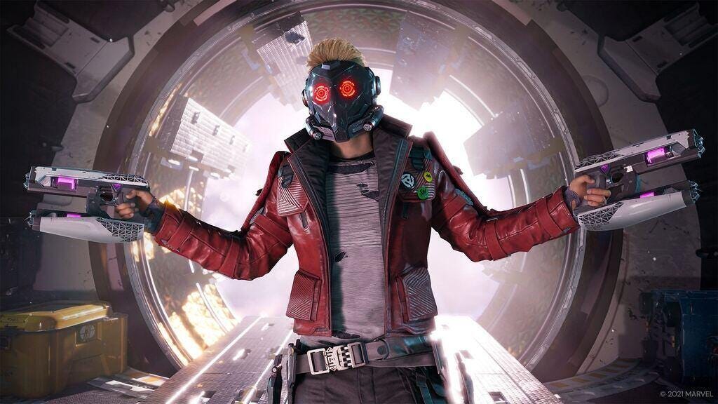 star lord preparing to jump from the ship Milano