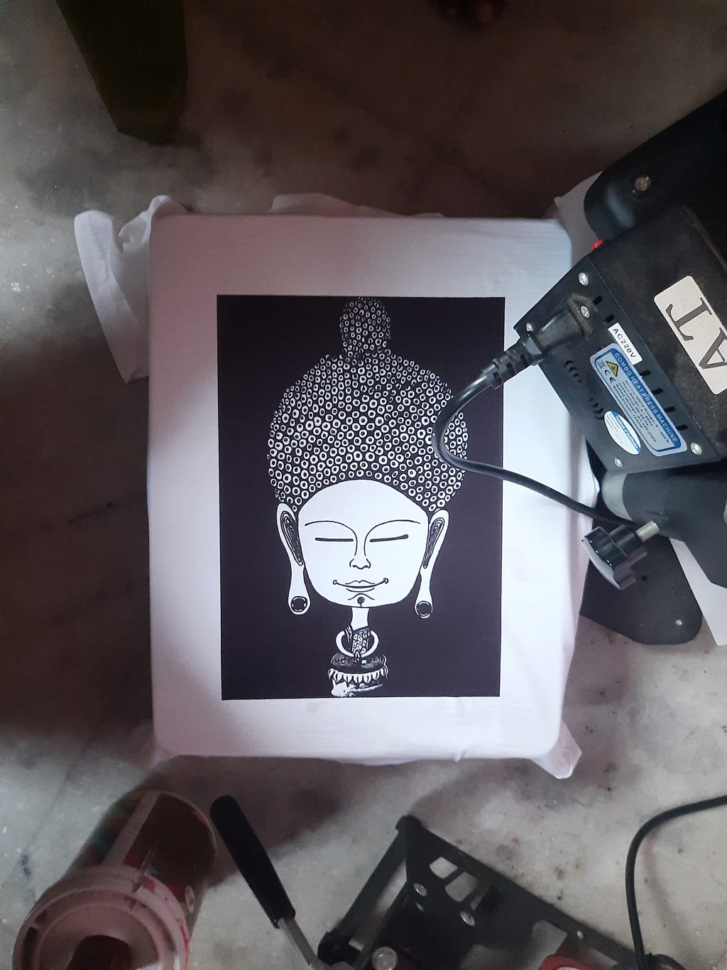 printed T-shirt on a vinyl printing machine