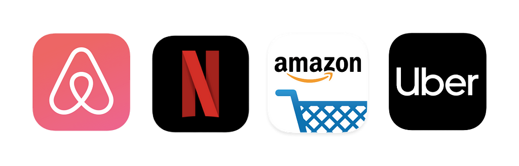 Airbnb, Netflix, Amazon and Uber apps