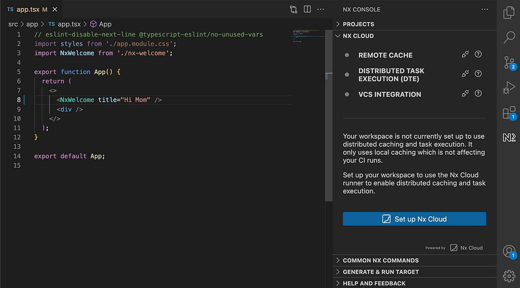 Screenshot of the new sidebar view in VSCode