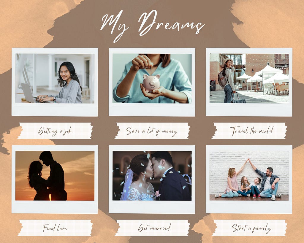 Brown & Cream Watercolor Vision Board Photo Collage