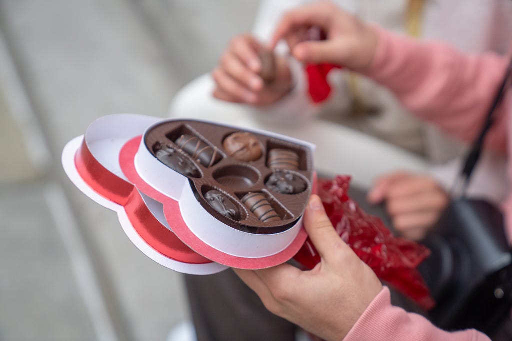 Box of Valentine’s Day chocolates