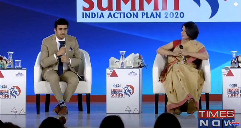 Tejasvi Surya at Times Now Summit Feb 2020
