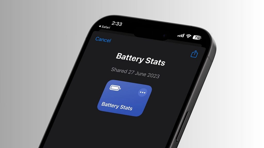 Battery Stats iPhone Shortcut