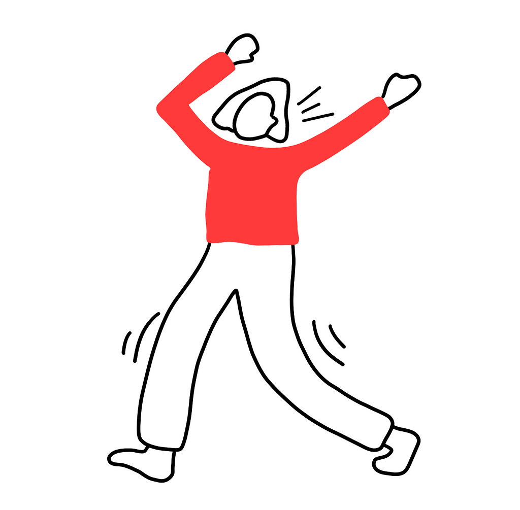 Drawing of a person dancing freely and feeling the joy of movement.