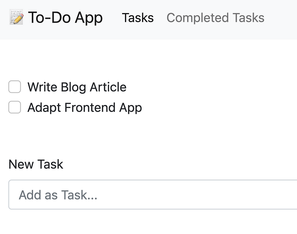 Screenshot of the Todo App Frontend with example tasks