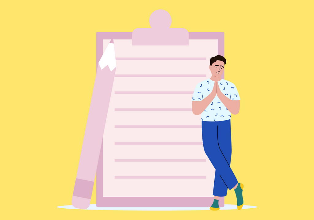 Illustration of a person in front of a checklist