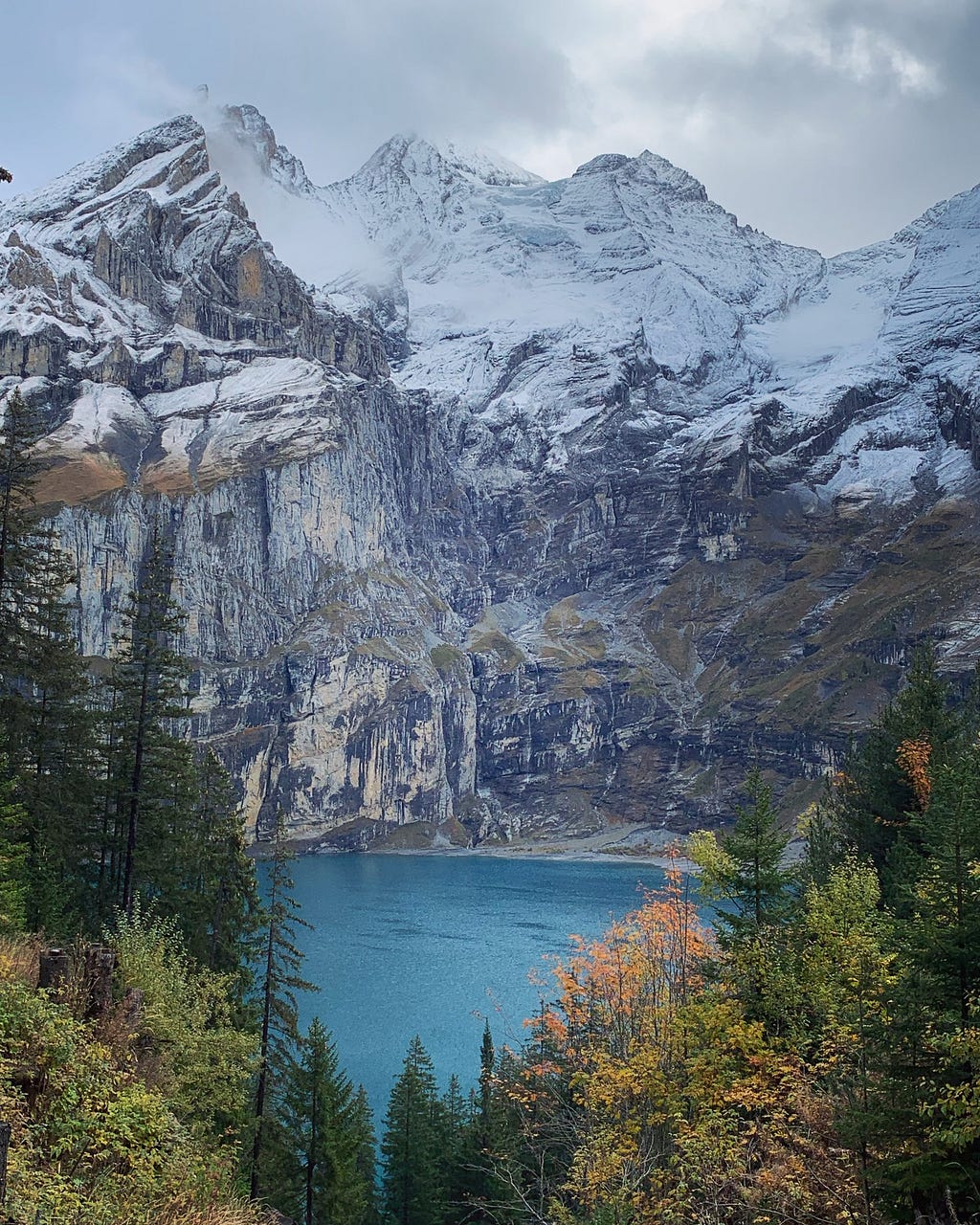 Mountain with a blue lake