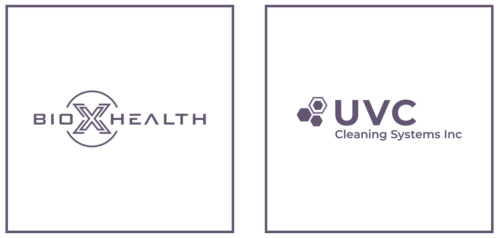 BioXHealth Logo Left, UVC Cleaning Systems Logo Right