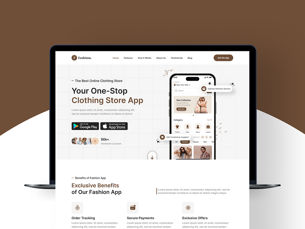 E-Commerce App/ Fashion Store App Landing Page | Figma