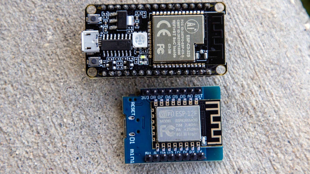 NodeMCU ESP-C3–32S and D1 Mini next to each other